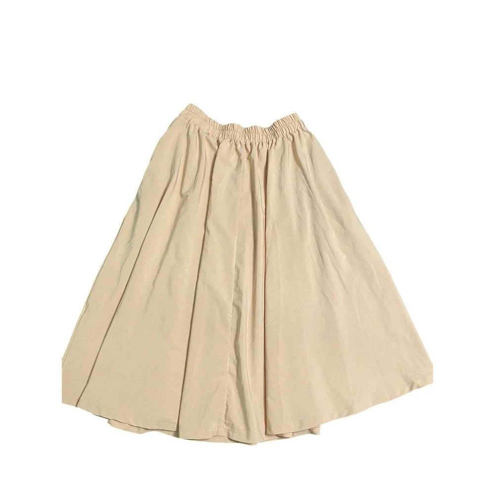 Belle Poque Women's Midi Skirt M Beige High Waist Button Detail A-Line Pockets